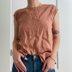 Rose taupe linen blouse